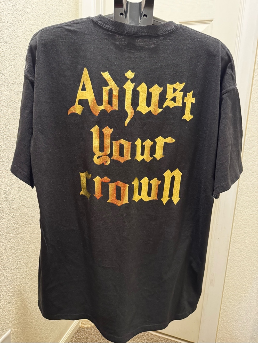 👑 Royal “Adjust Your Crown” Graphic Black Men's T‑Shirt